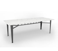 Casa Metal Dining Table in Graphite Grey Colour with White Quartz Marble