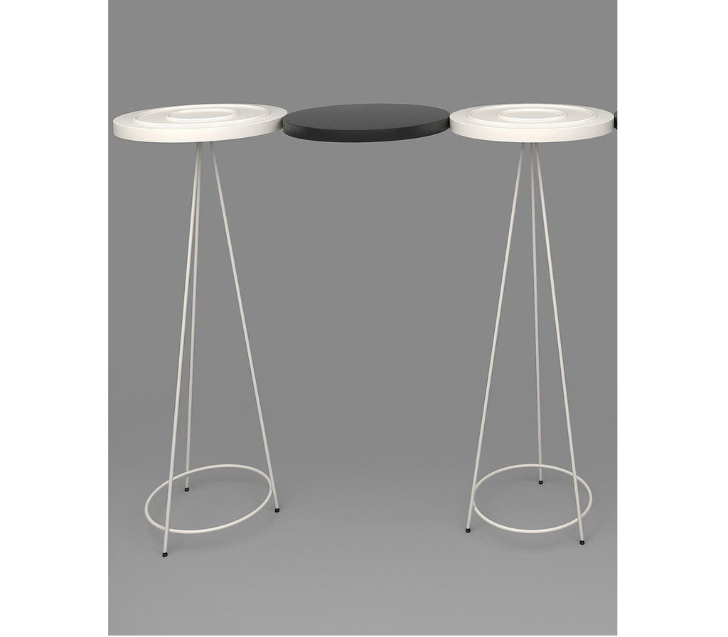 Floating Metal Plate Console Table_Set of 3 in Matt Black and Ivory Colour