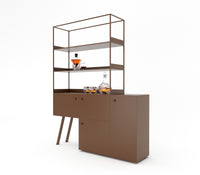 Kaho Metal Cabinet In Teak Brown/ Oxford Blue/ Ivory Colour