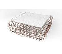 Mesh Metal Center Table in Antique Copper with Quartz Marble Top