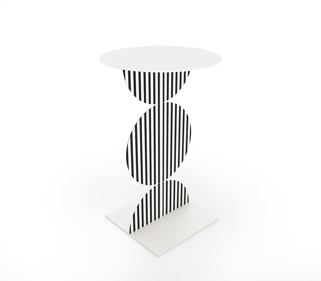 Metal Black and White Stripes B Side Table