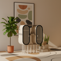 Capsule Contemporary Metal Cabinet in Ivory and Matt Black