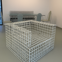 Grid Lounge Metal Chair in Pearl White Finish