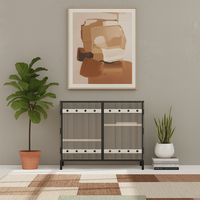 Metro Bar Metal Cabinet In Ivory and Matt Black