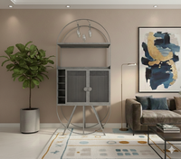 Metal Mini Bar Cabinet in Matt Black and Ivory/Oxford Blue/Beige/Antique Copper/Grey Finish