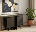 Baso-Relivo Contemporary Accent Metal Sideboard Cabinet in Matt Black Colour