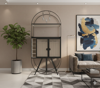 Metal Mini Bar Cabinet in Matt Black and Ivory/Oxford Blue/Beige/Antique Copper/Grey Finish