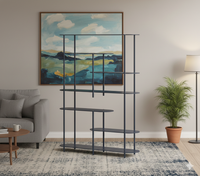 Oval Minimalist Modern Metal Bookshelf in Graphite Grey Colour