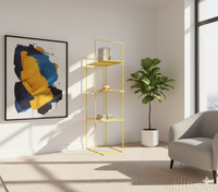 Enzo Metal Shelf in Lemon Yellow/ Teak Brown/ Ivory Colour