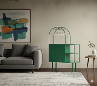 Curio Modern Minimalist Metal Bar Cabinet in Emerald Green Colour