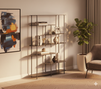 Oval Minimalist Modern Metal Bookshelf in Graphite Grey Colour