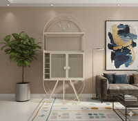 Metal Mini Bar Cabinet in Matt Black and Ivory/Oxford Blue/Beige/Antique Copper/Grey Finish