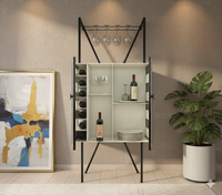 Metal Square Bar Cabinet in Matt Black and Ivory Colour