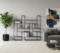 Puzzle Geometric Metal Bookshelf in Matt Black Colour with Multiple Tier