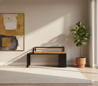 Charcoal Bench in Wooden Seat and Matt Black Colour