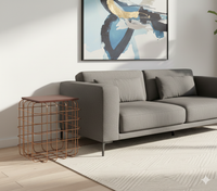 Mesh Metal Side Table in Antique Copper with Quartz Marble Top