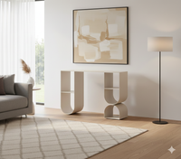 Japandi Entryway Accent Metal Console Table in Beige Colour