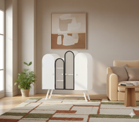 Four Arch Contemporary Metal Cabinet in Ivory and Matt Black