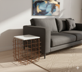 Mesh Metal Side Table in Antique Copper with Quartz Marble Top