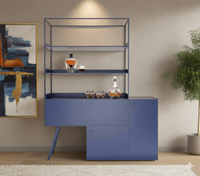 Kaho Metal Cabinet In Teak Brown/ Oxford Blue/ Ivory Colour