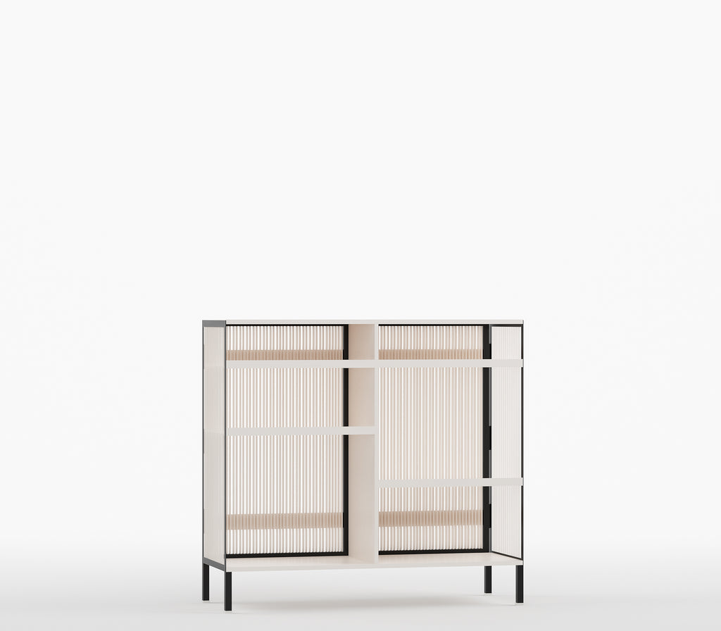 Metro Bar Metal Cabinet In Ivory and Matt Black