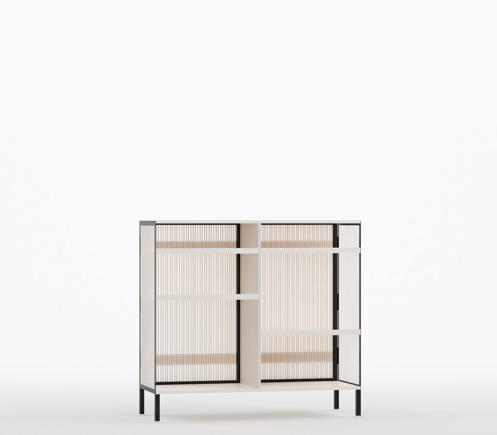 Metro Bar Metal Cabinet In Ivory and Matt Black