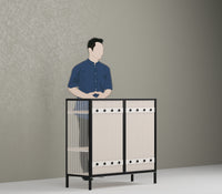Metro Bar Metal Cabinet In Ivory and Matt Black