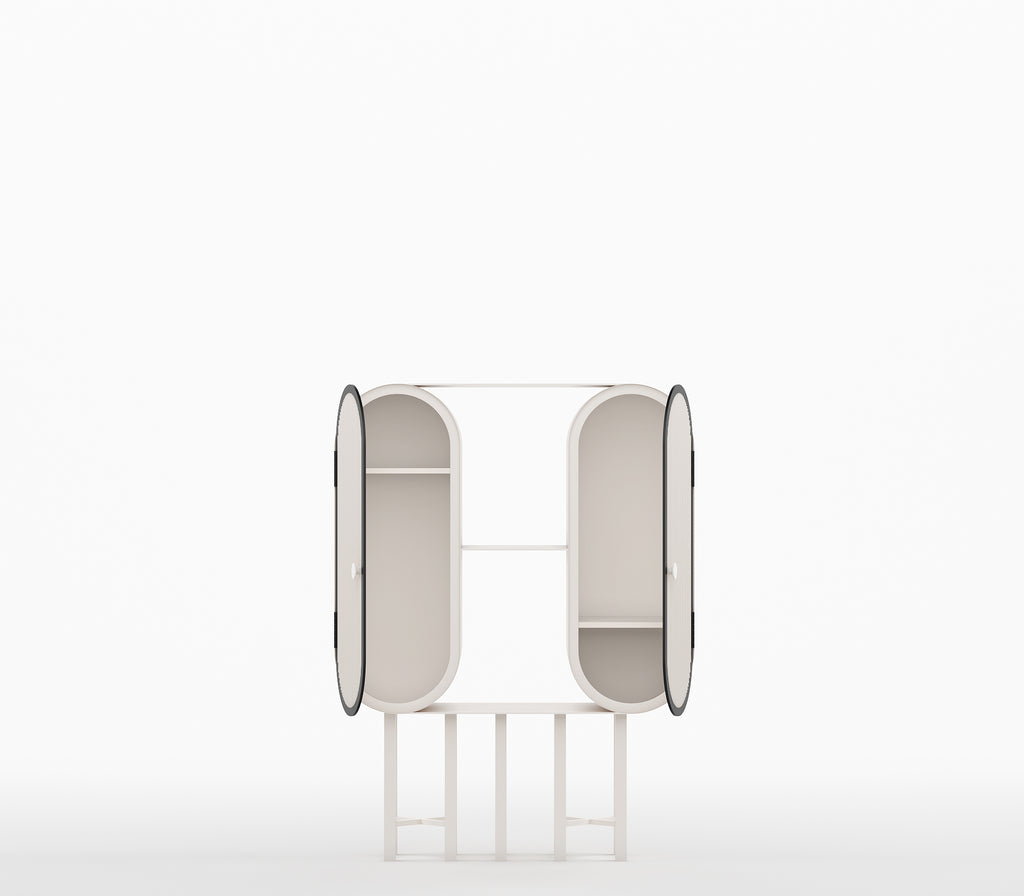 Capsule Contemporary Metal Cabinet in Ivory and Matt Black