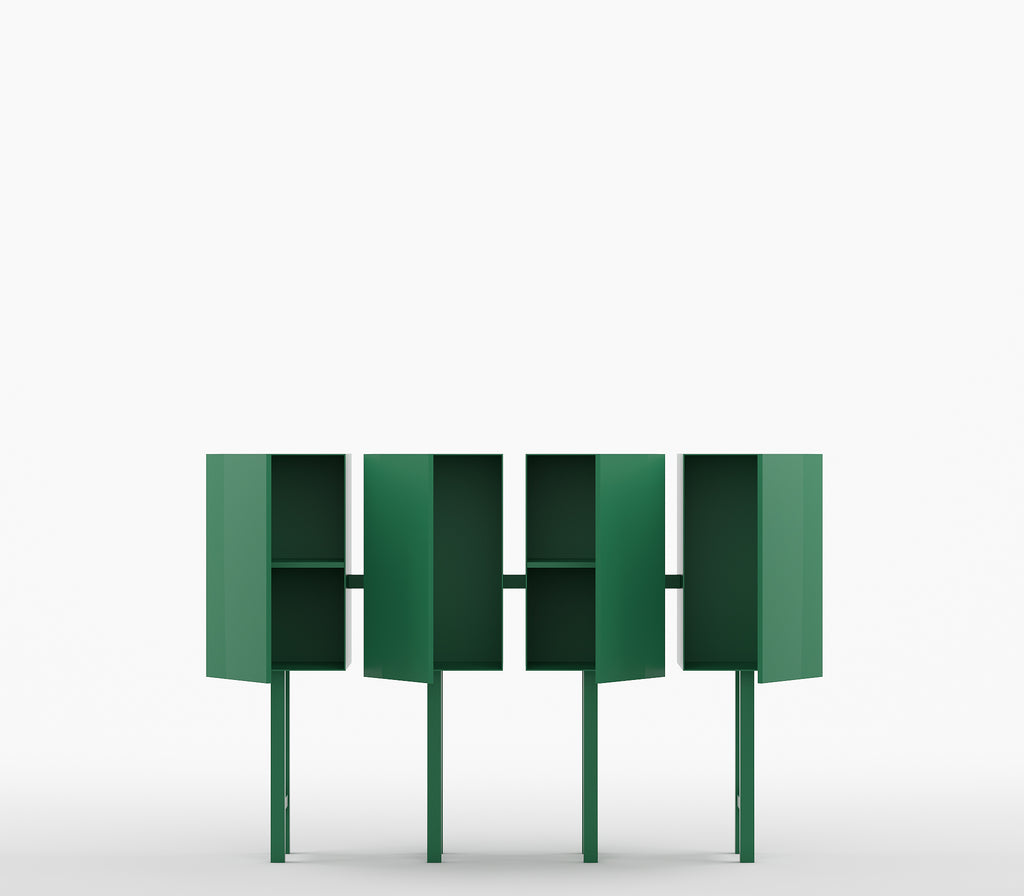 Metro Mod Console Table In Emerald Green Finish
