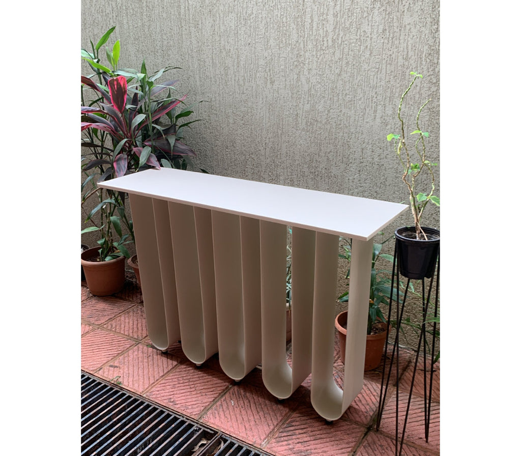 Arch Metal Console Table in Beige Colour - The Metal Project