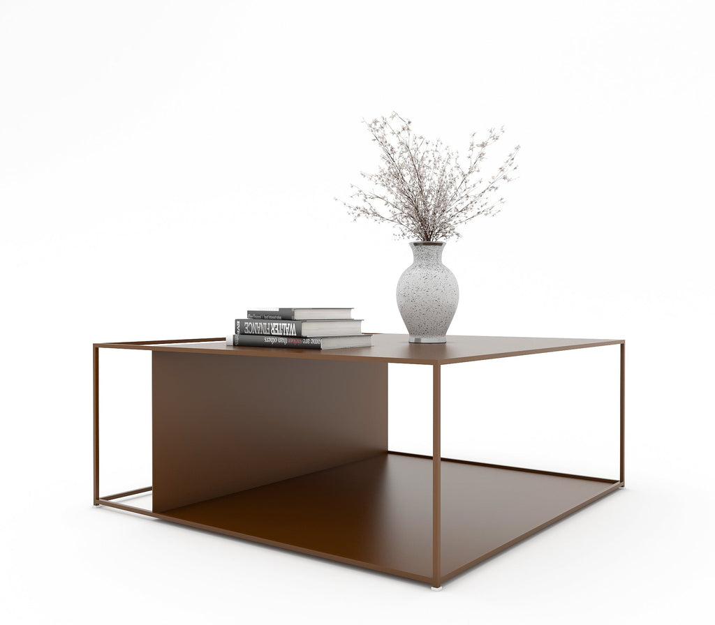 Bella Metal Centre Table in Teak Brown Colour - The Metal Project