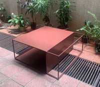 Bella Metal Centre Table in Teak Brown Colour - The Metal Project