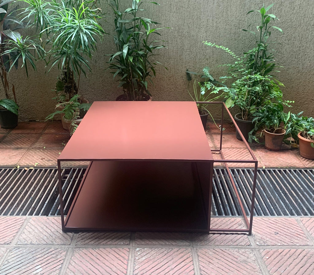 Bella Metal Centre Table in Teak Brown Colour - The Metal Project