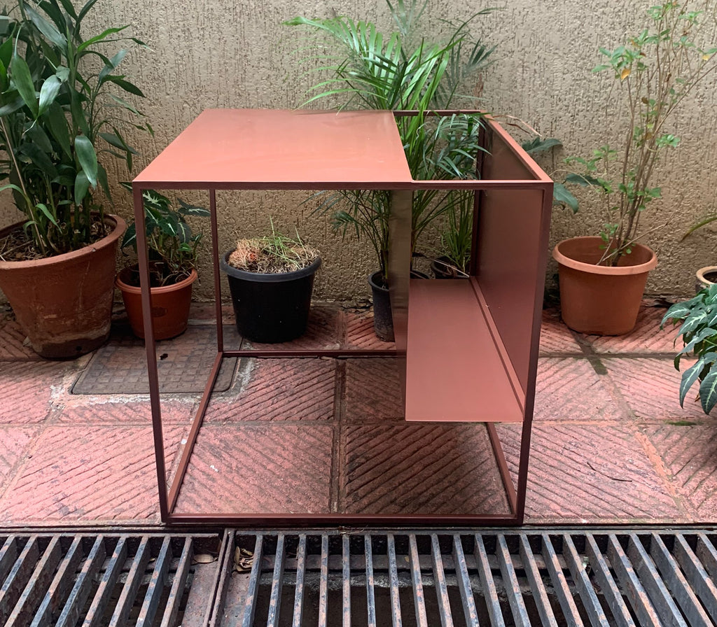 Bella Metal Side Table in Teak Brown Colour - The Metal Project