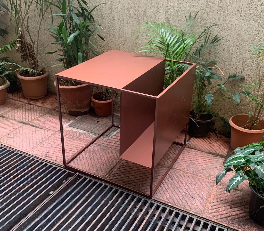 Bella Metal Side Table in Teak Brown Colour - The Metal Project