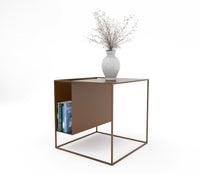 Bella Metal Side Table in Teak Brown Colour - The Metal Project