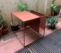 Bella Metal Side Table in Teak Brown Colour - The Metal Project