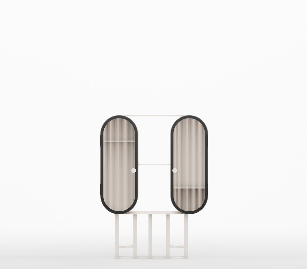 Capsule Contemporary Metal Cabinet in Ivory and Matt Black - The Metal Project