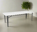 Casa Metal Dining Table in Graphite Grey Colour with White Quartz Marble - The Metal Project