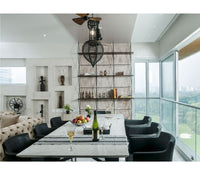 Casa Metal Dining Table in Graphite Grey Colour with White Quartz Marble - The Metal Project