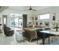 Casa Metal Dining Table in Graphite Grey Colour with White Quartz Marble - The Metal Project