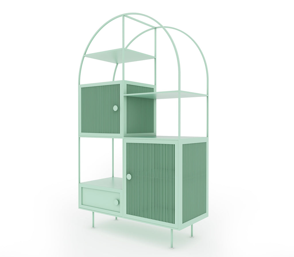 Chao Metal Cabinet in Beige/Pastel Green Colour - The Metal Project