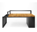 Charcoal Bench in Wooden Seat and Matt Black Colour - The Metal Project