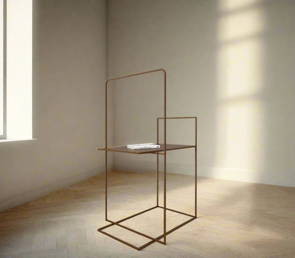 Enzo Meta Mini Shelf in Teak Brown Colour - The Metal Project