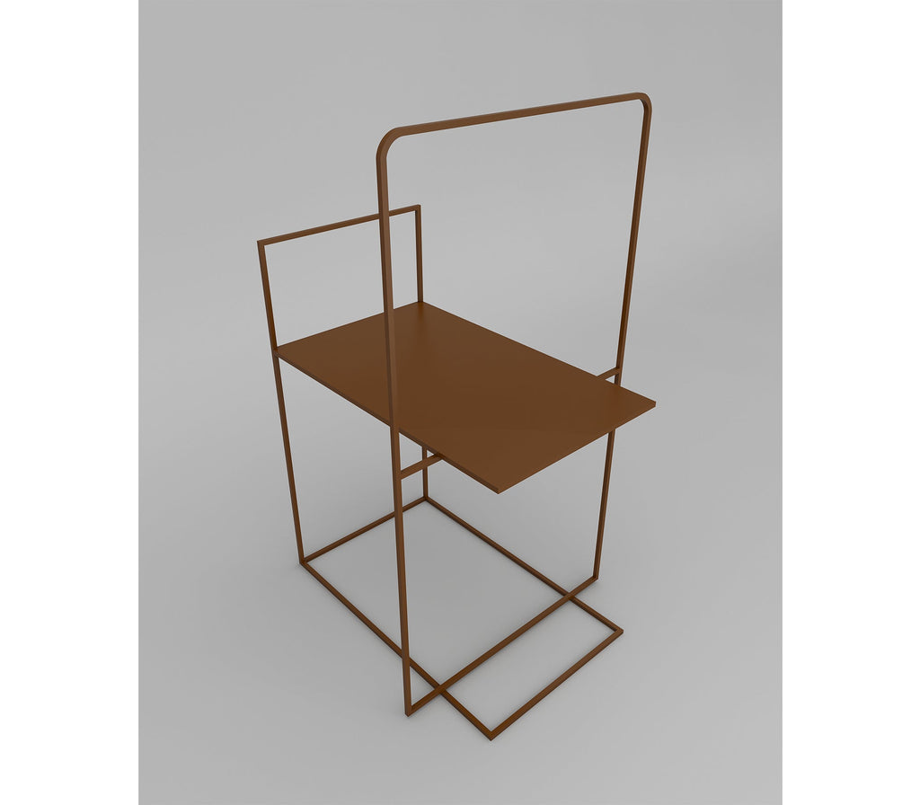 Enzo Meta Mini Shelf in Teak Brown Colour - The Metal Project
