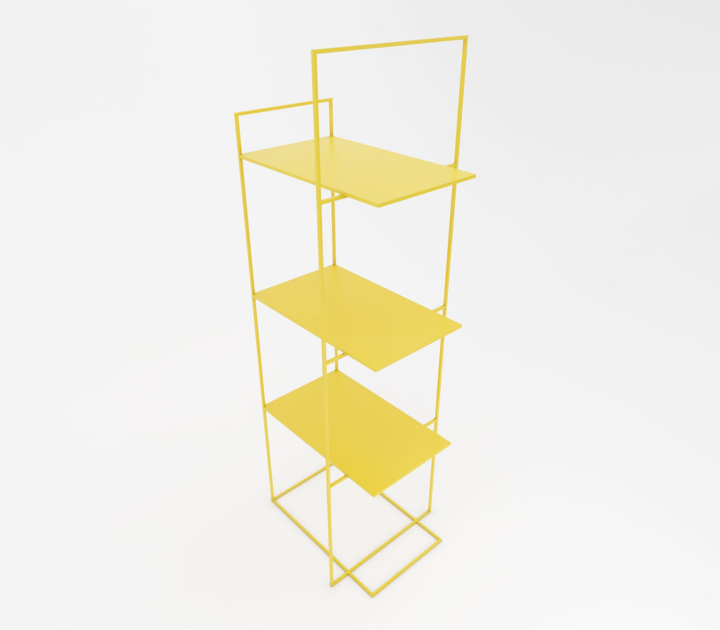 Enzo Metal Shelf in Lemon Yellow/ Teak Brown/ Ivory Colour - The Metal Project