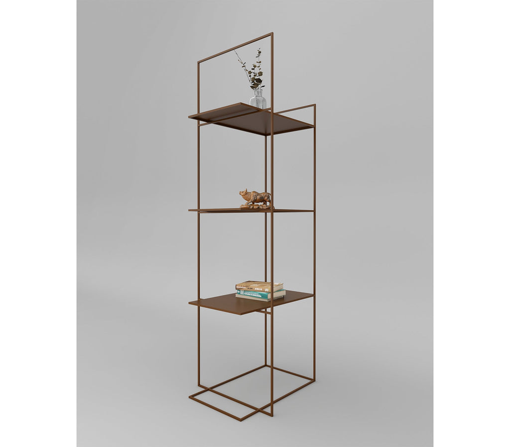 Enzo Metal Shelf in Lemon Yellow/ Teak Brown/ Ivory Colour - The Metal Project