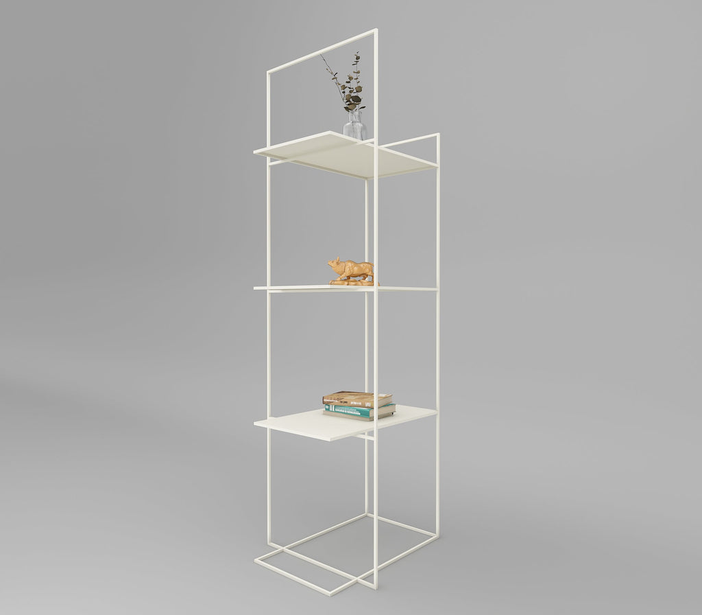 Enzo Metal Shelf in Lemon Yellow/ Teak Brown/ Ivory Colour - The Metal Project