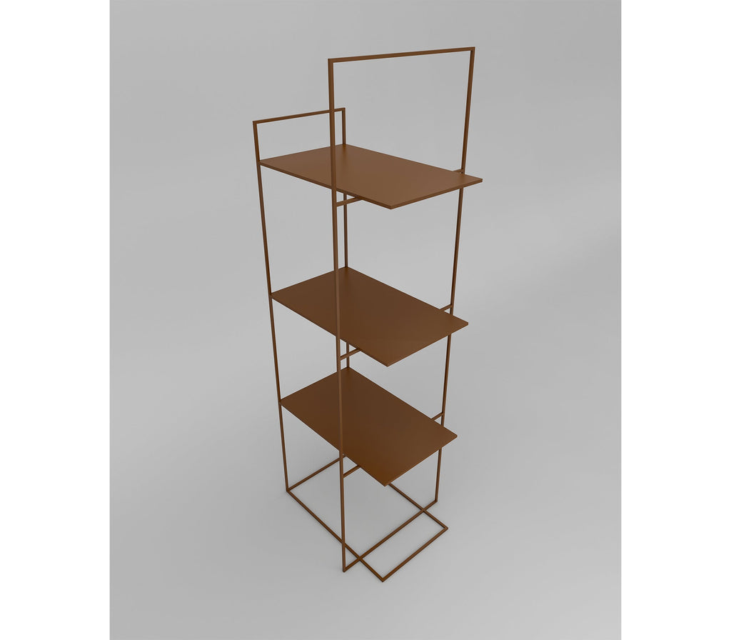 Enzo Metal Shelf in Lemon Yellow/ Teak Brown/ Ivory Colour - The Metal Project
