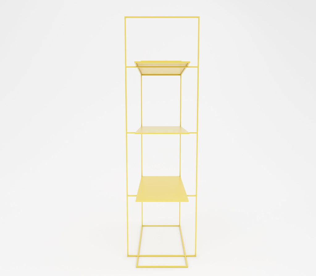 Enzo Metal Shelf in Lemon Yellow/ Teak Brown/ Ivory Colour - The Metal Project